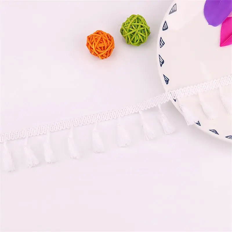 2Yards 45mm Lace Trim Sewing Ribbon Tassel Fringe Cotton Lace Fabric Ethnic Latin Dress Stage Garment Curtain Decorative Diy