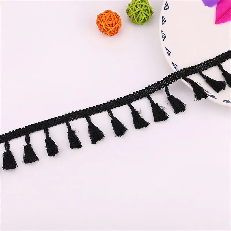 2Yards 45mm Lace Trim Sewing Ribbon Tassel Fringe Cotton Lace Fabric Ethnic Latin Dress Stage Garment Curtain Decorative Diy