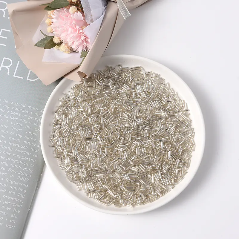300Pcs 2x6mm Straight Bugles Loose Glass Seed Spacer Tube Leptospira Beads for Jewelry Making DIY Garment Sew Accessories