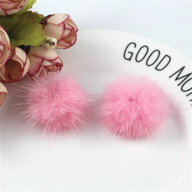 5Pcs Macaron Color 4cm Mink Pompoms Fur Balls for Sewing on Knitted Keychain Scarf Shoes Hats Fur DIY Crafts Hair Accessories