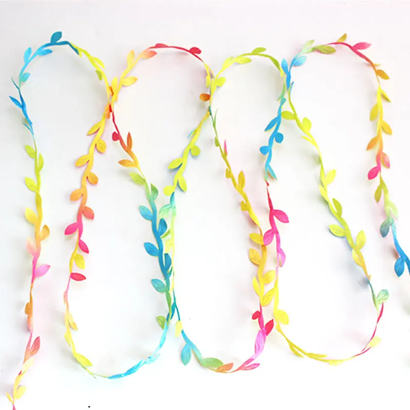 10yards Silk Leaf-Shaped Handmake Artificial Green Leaves for Wedding Decoration DIY Wreath Gift Scrapbooking Craft Fake Flower