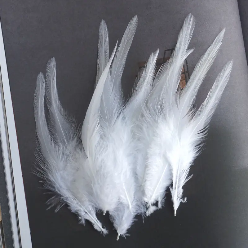 10-15cm White Rooster Feather Natural Chicken Feathers Decor Fly Tying Accessories Crafts for Needlework and Handicraft Dersses