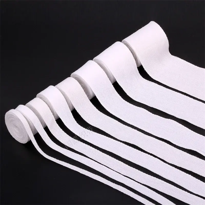 50Yards Nature White Black Twill Cotton Ribbon Webbing Tape Bias for Bag Home Textile Handmade Craft 10/15/20/25/30/40mm Width