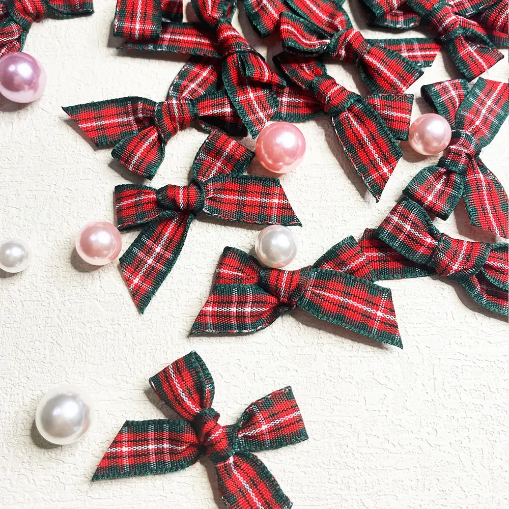 30 Pcs Red Handmade Christmas Decoration Bow DIY Home Decoration New Year Party 2.5*3.5cm