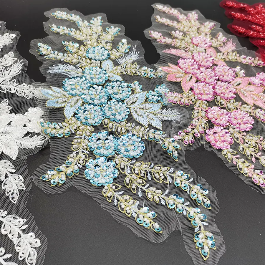 1 Piece of Crystal Bead Embroidery Cloth Patch Sticker DIY Clothing Sewing Badge 36 * 18CM