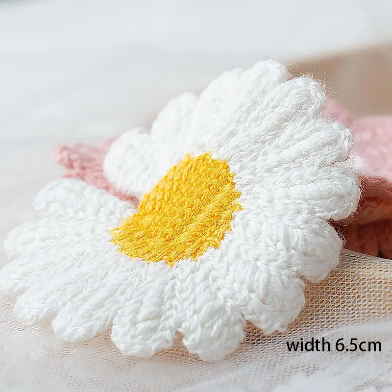 10 Pcs White Beauty Daisy Flower Embroidery Patches For DIY Clothing Sew-on Stickers  Applique For Garment Accessories