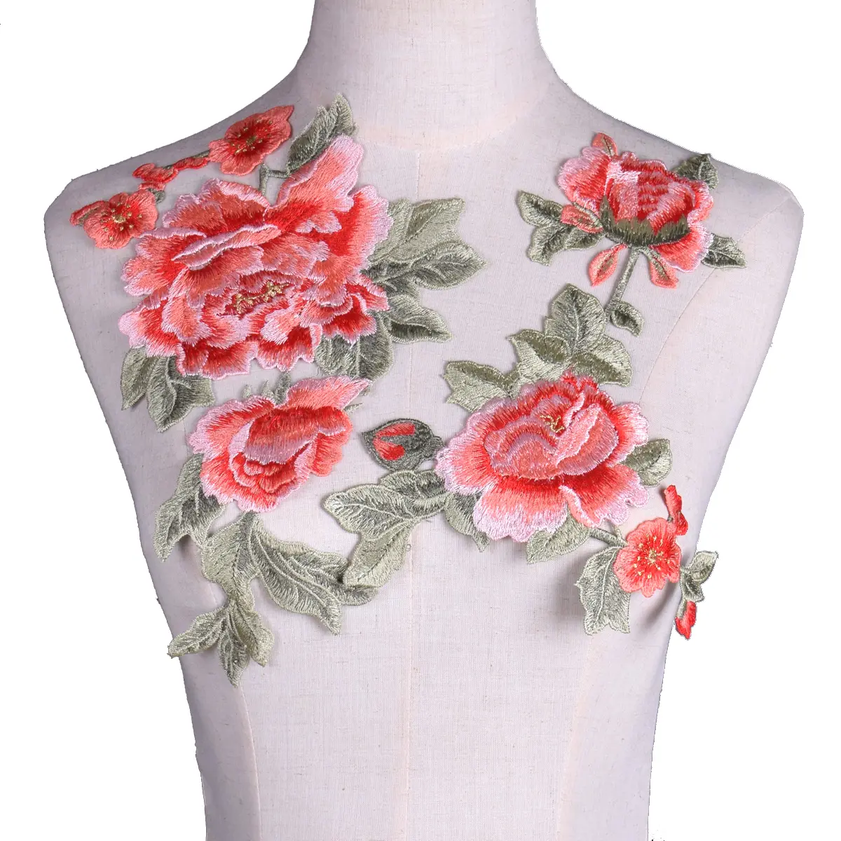 Pink FLower Applique Embroidery Sew-On Lace Patches DIY Repair