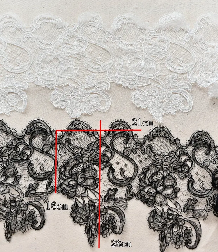 1Yard Hollow Embroidery Lace Trim, Wedding Dress Lace Fabric Decoration Accessories Eyelash Dress Lace 28CM Wide