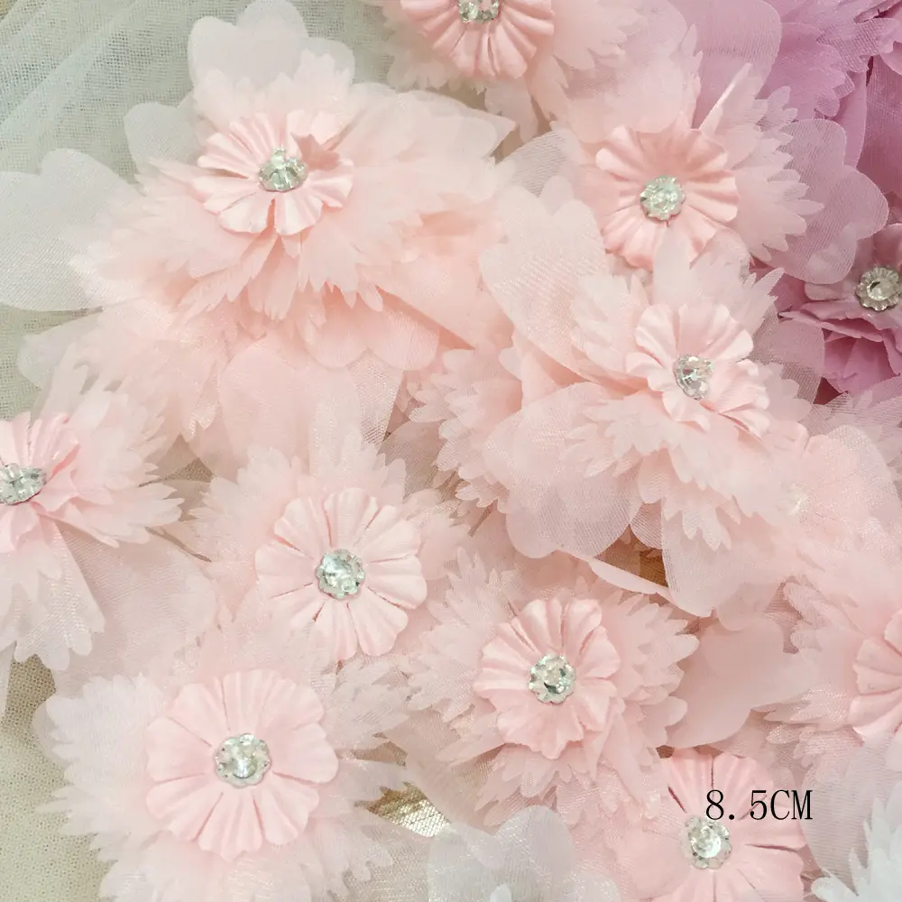 5Pcs White Embroidered Flowers Applique Sew Patch Repair For Wedding DIY Crafts