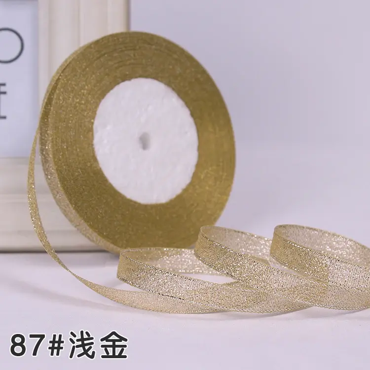 25 yards 10mm Glitter Ribbon Christmas Party Wedding Decoration Gift Wrapping Packaging Ribbons DIY Crafts Handmade Bow Fabric