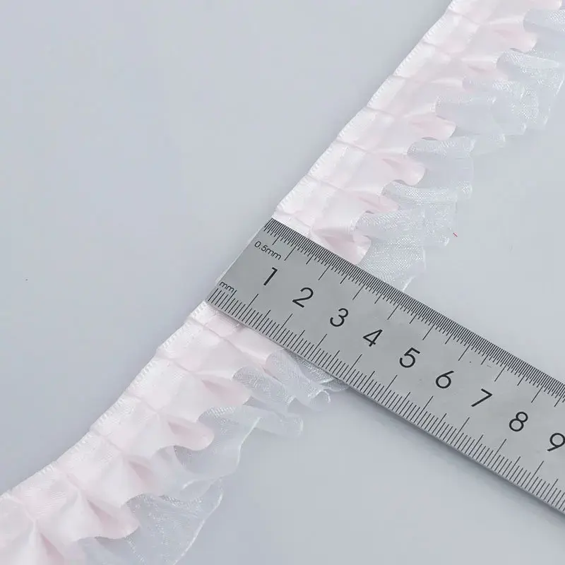 10meters Double Pleated Lace Satin Ribbons Packaging Decoration Handmade Material Lace Decor Packaging Materials
