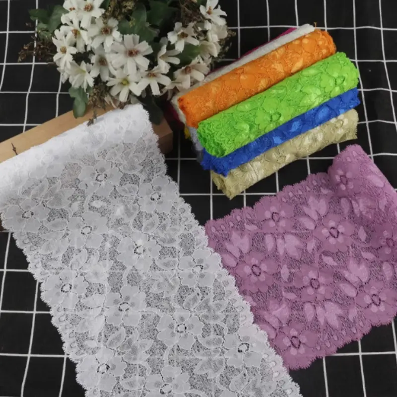 10yards/Lot Stretchy Floral Lace Ribbon DIY Crafts Supplies Lace Tape Dress Clothing Top Bra Decoration 16cm White Lace Trimming