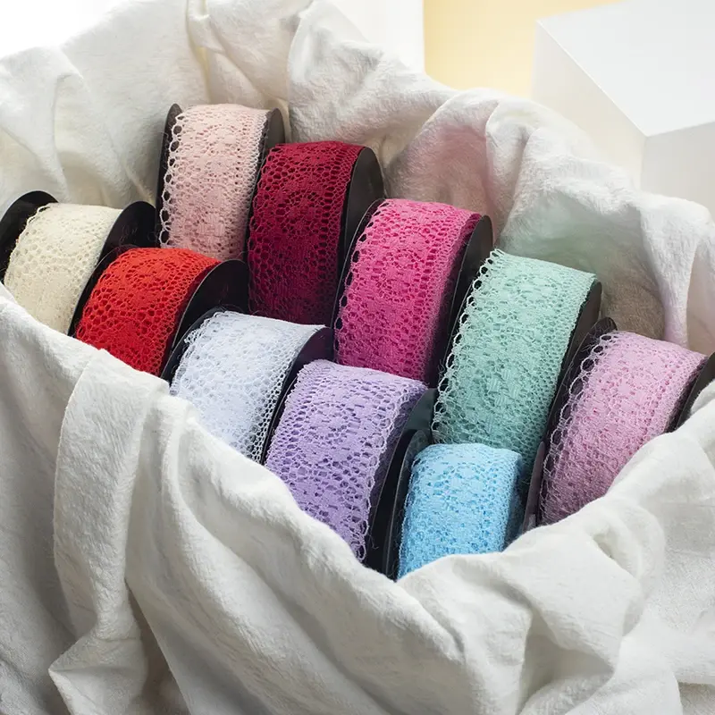 3.5cm 22meters Embroidered Hollow Out Lace Ribbon Handmade DIY Gift Box Decorative Bow Clothing Materials Sewing Accessories
