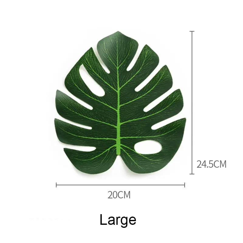 12pcs/Lots Artificial Tropical Monstera Palm Leaves Simulation Leaf for Hawaiian Theme Party Home Garden Decoration Fake Leaves