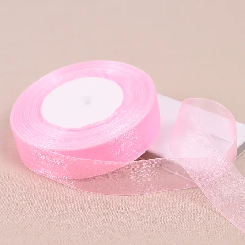 15mm 20mm 25mm 40mm 50mm Pink Organza Ribbon 45Meters/Roll DIY Crafts Supplies Wedding Decoration Valentine's Day Gift Wrapping