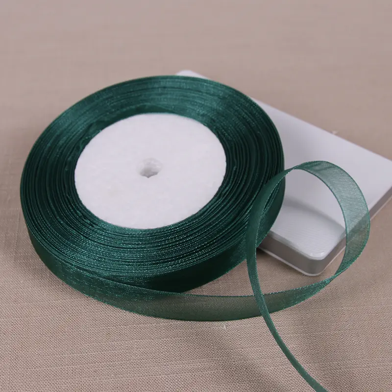 12mm 15mm 20mm 25mm 40mm 50mm Dark Green Transparent Organza Ribbons DIY Crafts Fabric Christmas Wedding Birthday Party Decor
