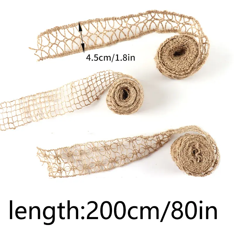 (2 meters/bag) 45mm Hand Woven Linen Lace Festival Party Decoration Hollowed Out Ribbon Flowers Gift Box Packaging DIY