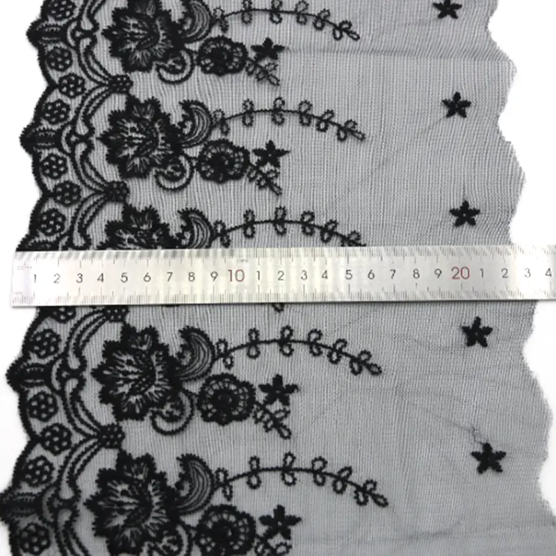 (1 Yard/pack) 23cm Exquisite Embroidered Mesh Lace Fabric Accessories Laces Material Handmade Wedding Dress Hemline Collar DIY