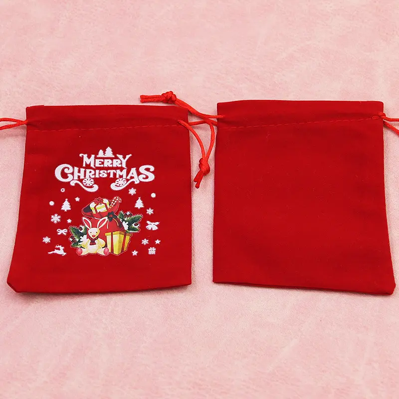 (5 Pcs/bag) 10*12cm Red Suede Fabric Gift Bag New Year's Gift Christmas Celebration Decoration Bags Good Luck Package