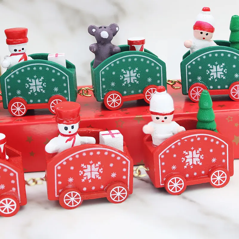(1 Piece/pack) Christmas Train Gift Display Window Display Mini Desktop Wooden Festive Atmosphere Scene Decorations DIY
