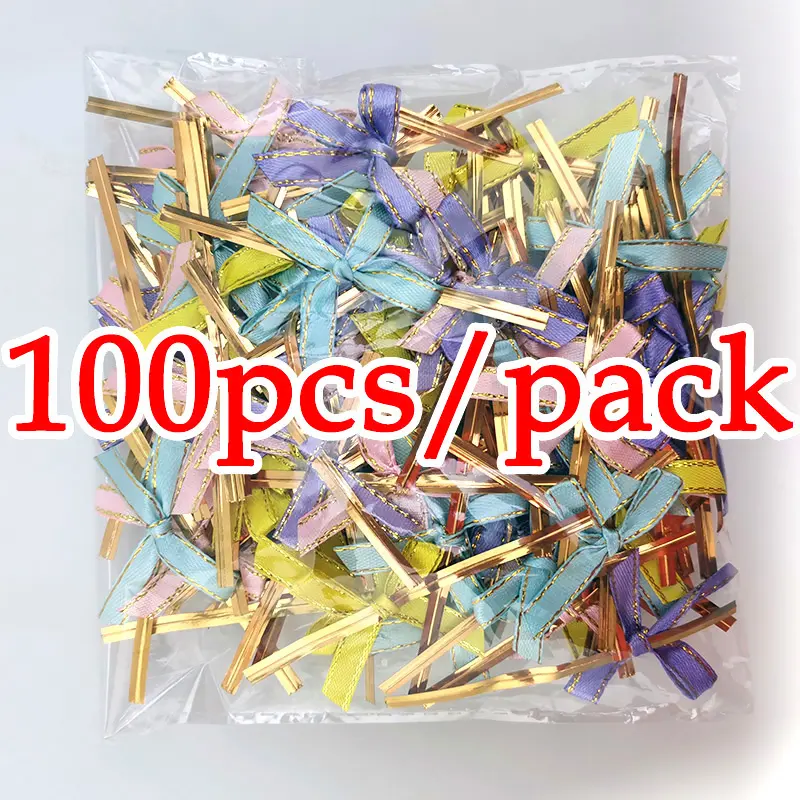 (100Pcs/pack) 35mm Width Gold Rim Ribbon Bow Handmade DIY Crafts Girl Hair Clips AccessoriesMaking Home Bouquet Decoration