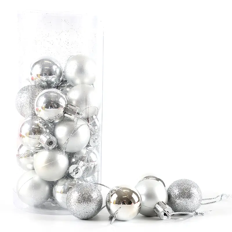 (24pcs/bag) 28mm Christmas Decoration Bucket Bright Mute Ball Pendant Xmas Tree Pendants New Year Window Scene Decorations Prop