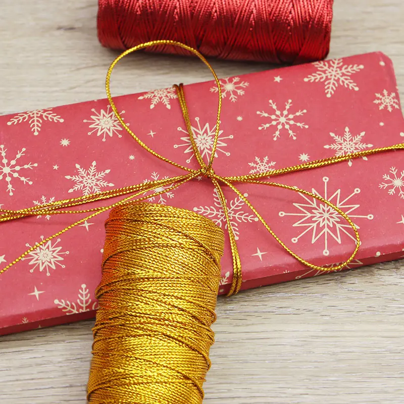 (100 meters/roll)1mm hollow gold wire 16 strand line packaging gift box decoration small pendant tie festive New Year ribbon DIY