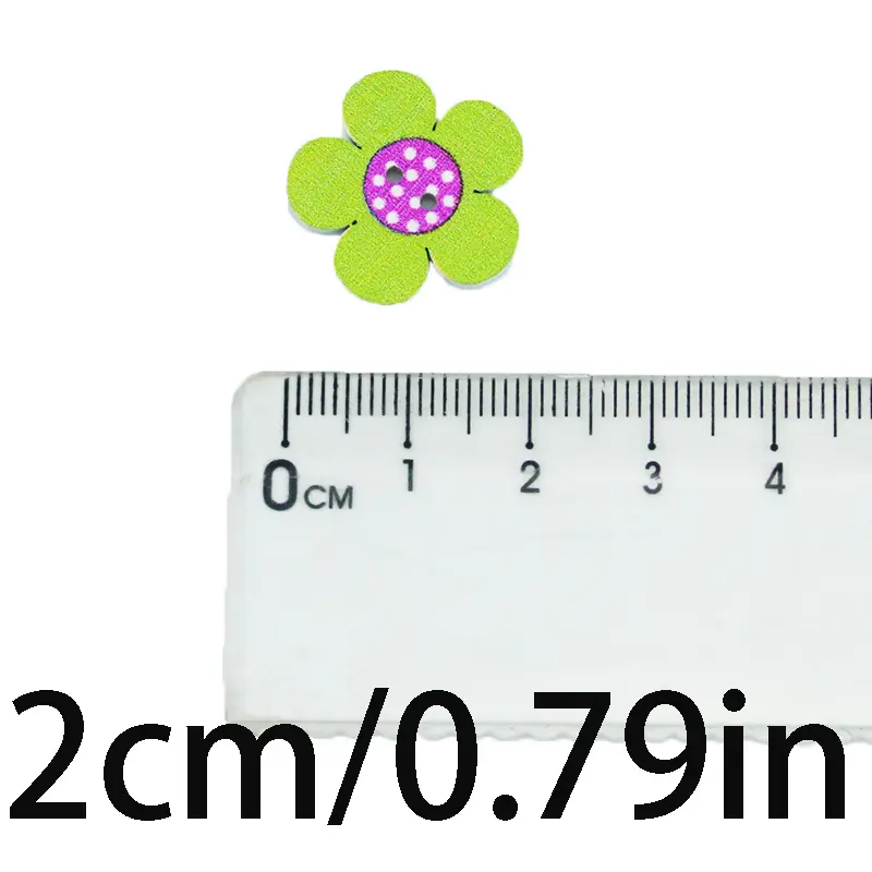 (100 Pcs/pack) 2-hole 2cm plum Blossom Wooden Flower Button Sewing Accessories Scrapbook Color Printing Home Decoration