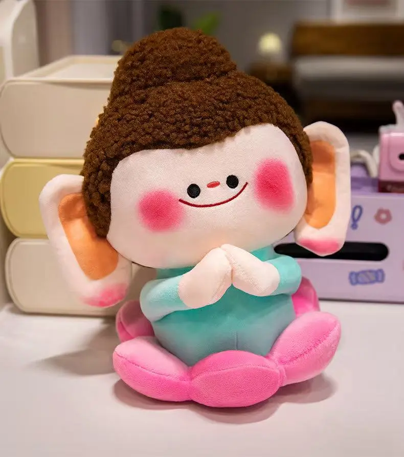 Lotus Buddha Doll Plush Toy Cartoon Anime Cute Handmade Pillow Cushion 3 Sizes 30cm/40cm/50cm Children's Gift for Thanksgiving