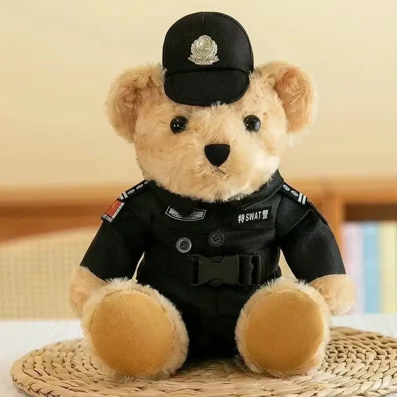 25cm/35cm Traffic Police Teddy Bear Doll Police Teddy Bear Doll Uniform Firefighter Teddy Bear Plush Toy Girl Children's Gift