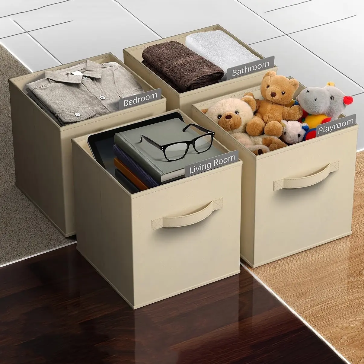 26x26x28cm 1/2 pc Cubes Bins Pure Color Non Woven Square Storage Box Clothes Toys Sundries Storage Box Wardrobe Drawer Organizer