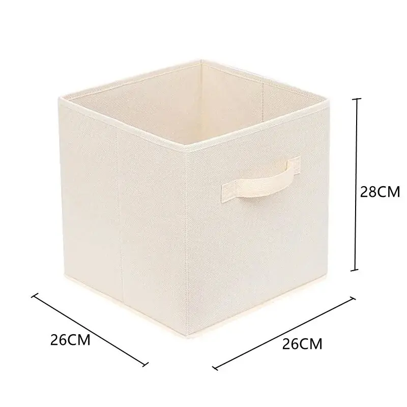 26x26x28cm 1/2 pc Cubes Bins Pure Color Non Woven Square Storage Box Clothes Toys Sundries Storage Box Wardrobe Drawer Organizer