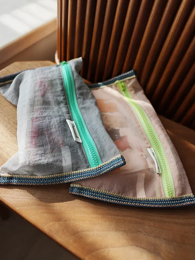 Translucent mesh nylon storage bag ID bag travel ticket data line pen storage portable thin foldable Cosmetic bag Pencil Case