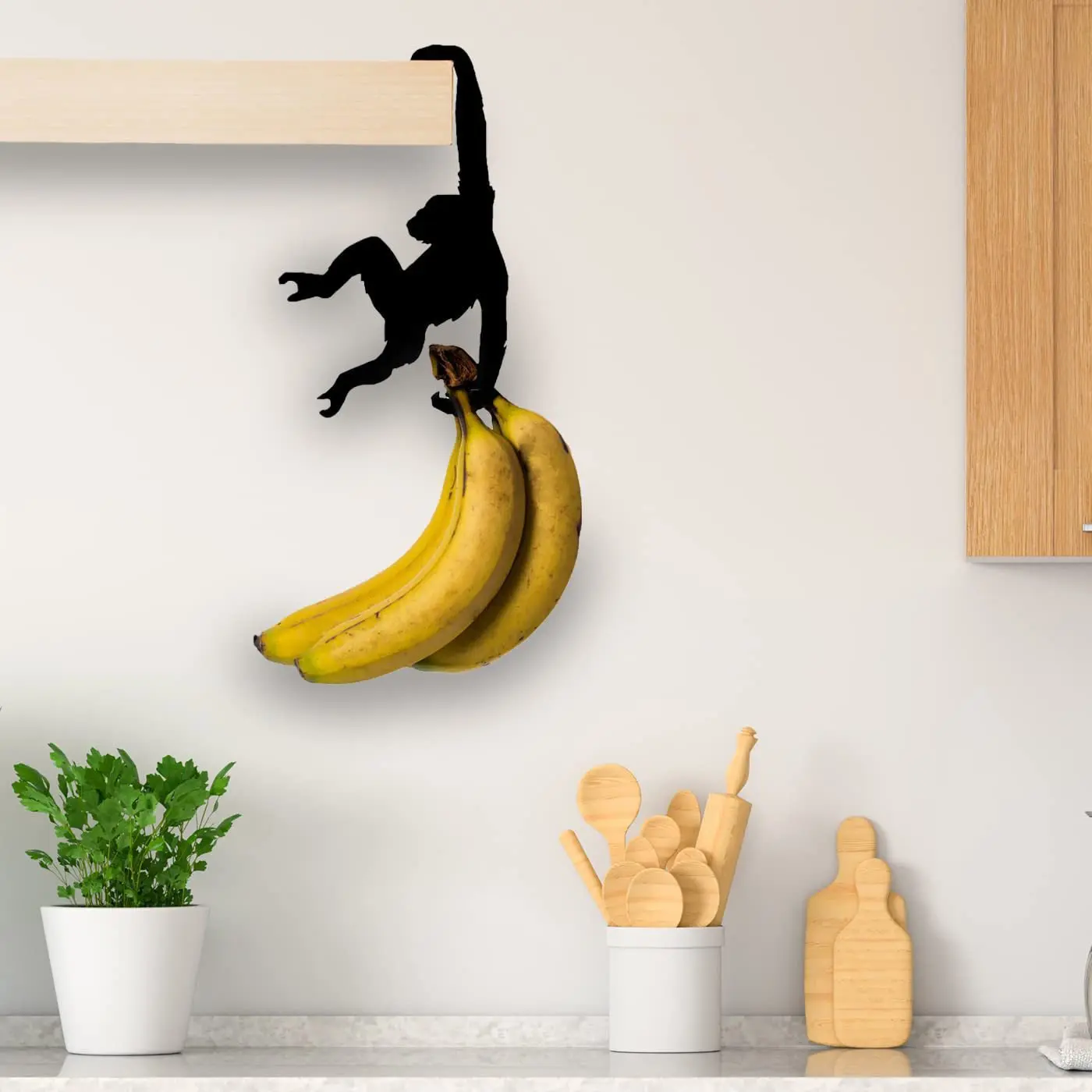 New Kitchen Wall Door Metal Hook Key Hanger Cat Tail Monkey Shaped Decor Holder Clothes Storage Rack Seamless Hook Tool