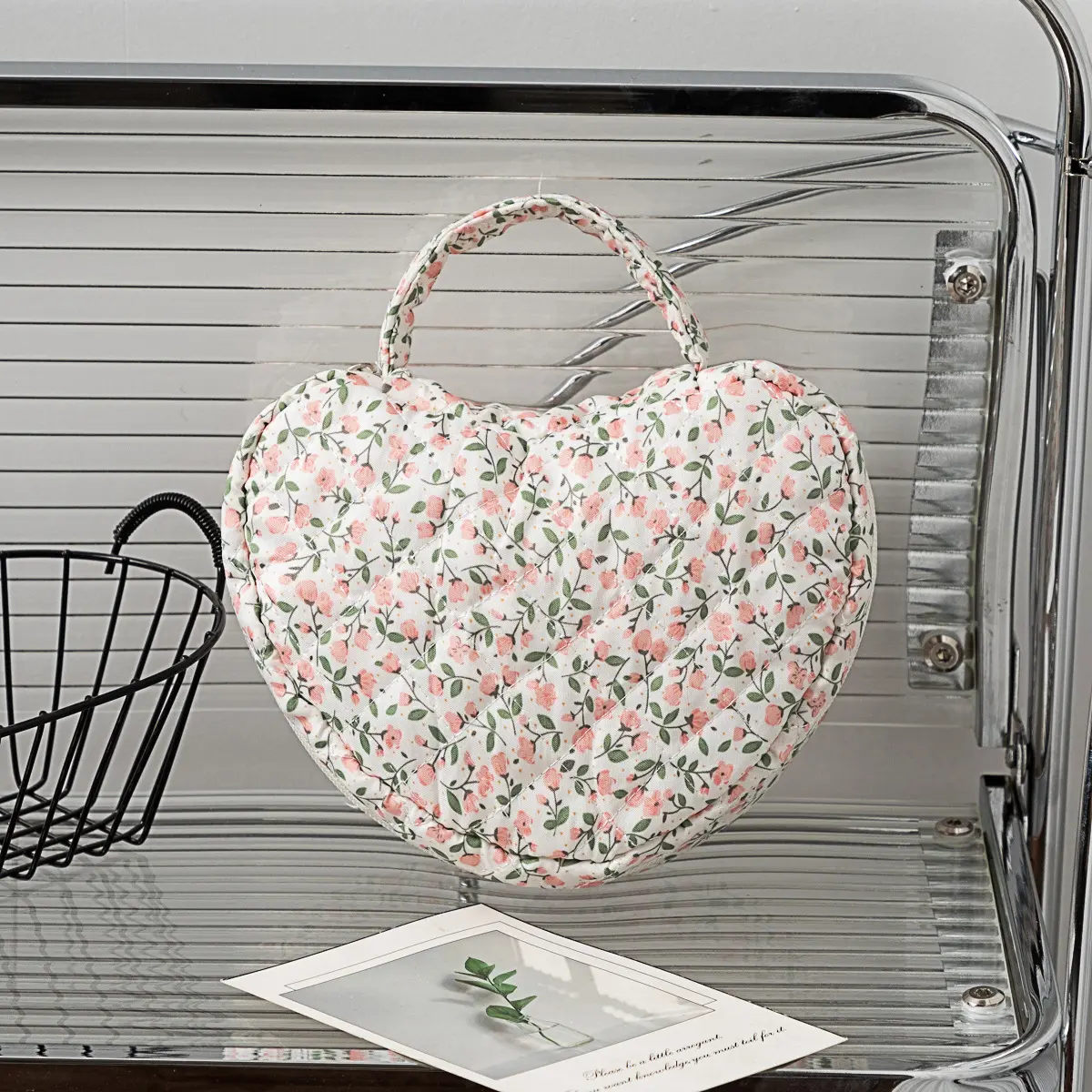 Floral Quilted Lipstick Storage Makeup Bag Women's Cosmetic Bag Travel Skincare Pouch Toiletry Organizer for Beauty Organizer