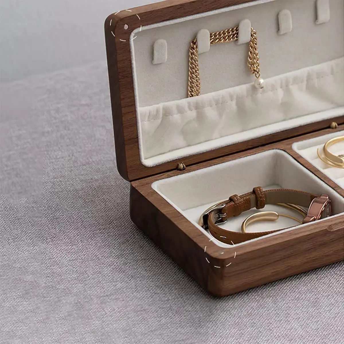 Premium Wooden Jewelry Box - Wedding Ring Holder, Earring & Rings Storage, Elegant Gift Box for Women