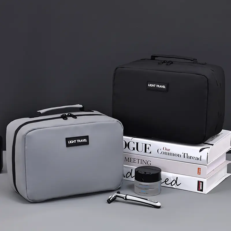 Men's Makeup Bag Waterproof Material Toiletry Bag Large Capacity Cosmetic Organizer, Portable Travel Essential Storage Bag