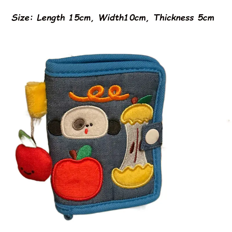 New Arrival Cute Canvas Wallet Short Zipper Wallets for Woman Purse Small Fold Denim Corduroy Card Holders Coin Purse Cartoon