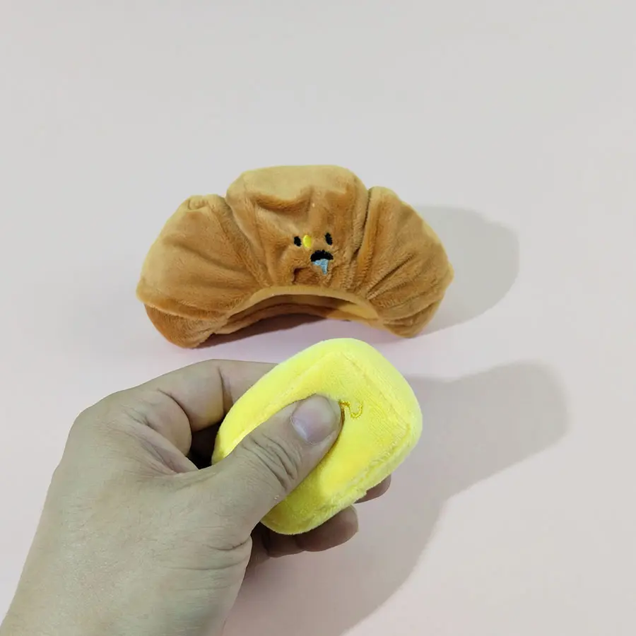Hidden Food Sniffing Toy Squeaky Dog Toy Interactive Plush Toy Dog Chew Toy Pet Toys Croissant Bread Squeaking Sound Plush Toys