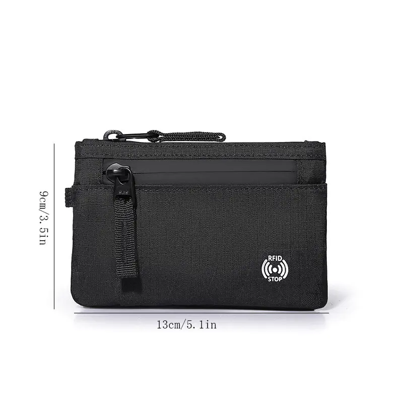 Slim Wallet, RFID Blocking Function Credit Card Holder, Pocket Size Organizer for Men Women, Mini Coin Purse with Zipper