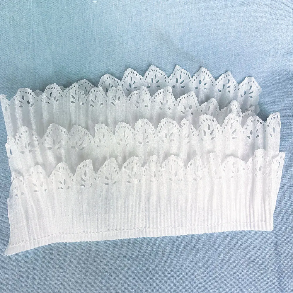 9CM Double Layer Pleated Chiffon Lace Trim Elastic Ruffle for Wedding Dresses Lolita Skirts & DIY Fashion Decoration