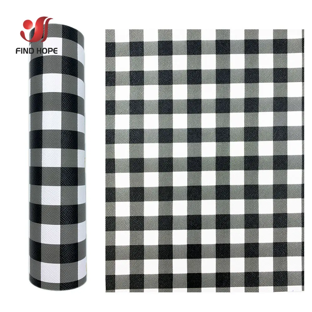 Gray White PLAID Vinyl PU Leatherette Fabric Faux Leather DIY Craft Brooch Hair Bows GIFT Handmade Earring Shoes Decor Material