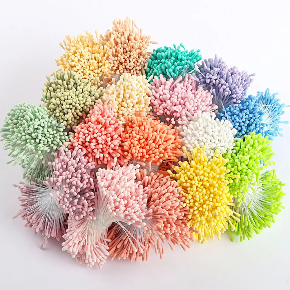 400pcs Mini Flower Stamen Matte Color Artificial Pistil For DIY Hand-held Flowers Festival Decorate Ribbon Processing Materials