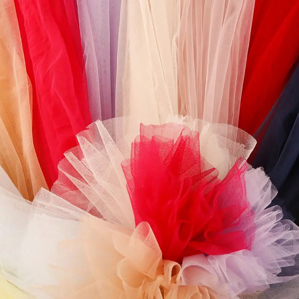 90x155cm White Nylon Tulle Fabric Flesh Color Fine Mesh DIY Sewing for Couture Bridal Veil Clothes Home Curtain Festive Backdrop