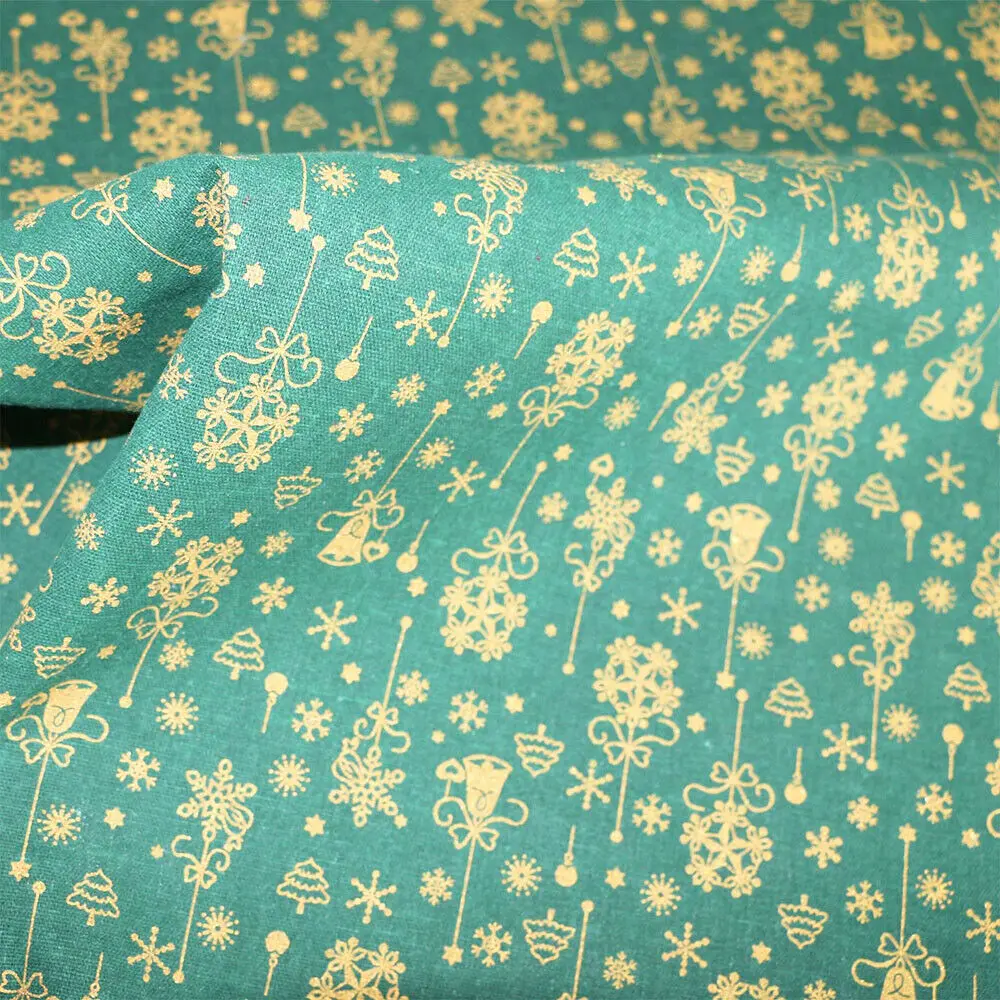 90x145CM Christmas Holiday Cotton Linen Fabric By Meter Sewing Quilting Textile Tablecloth for Xmas DIY Homemade Craft Decor