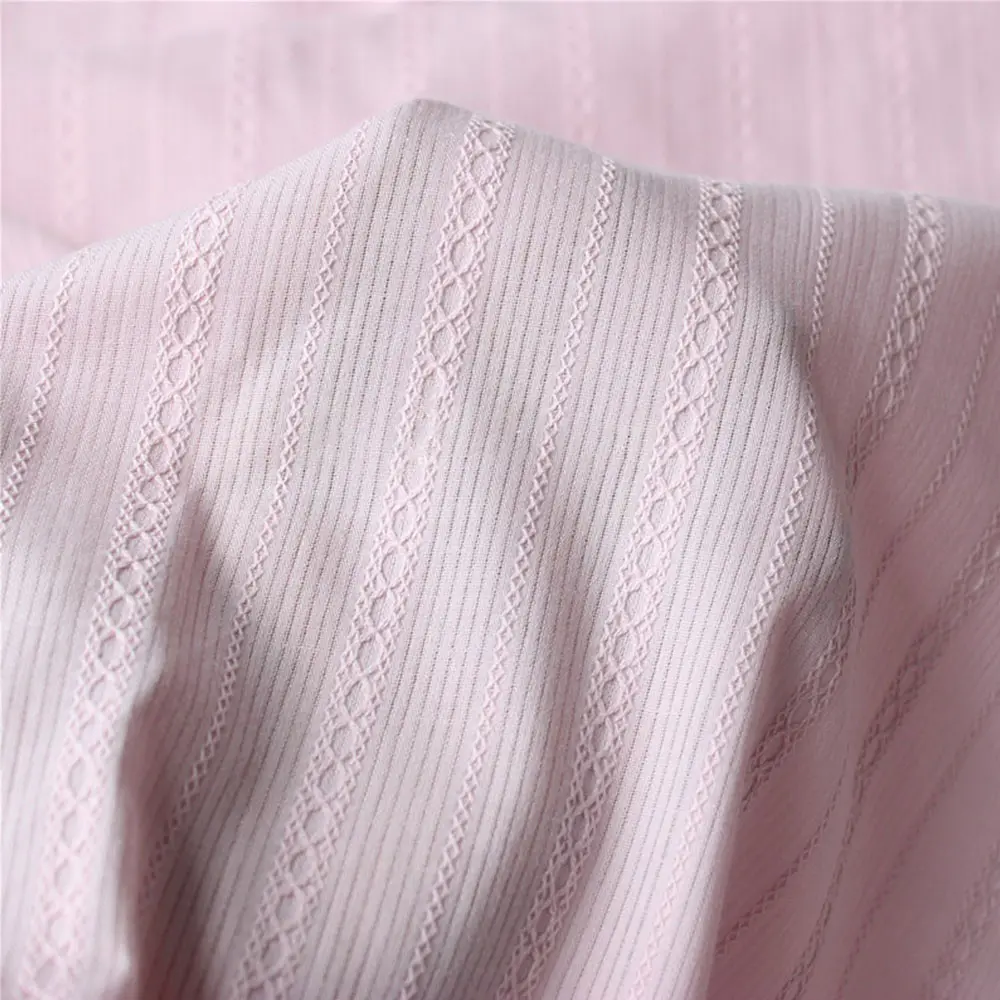 Soft Thin White Pink Jacquard Pure Cotton Fabric For Sewing Women Clothing Dress Pajamas Home Curtain Sheet Materials DIY Crafts