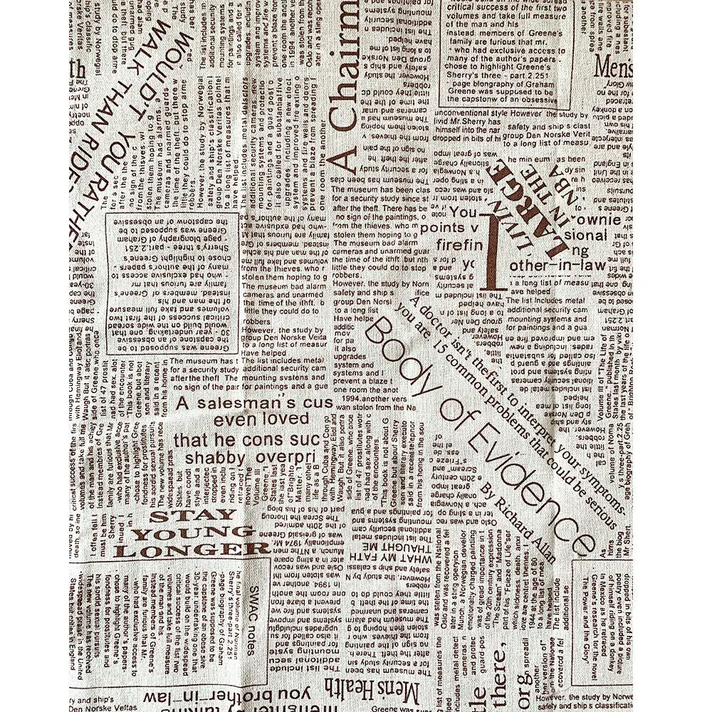 Newspaper Printed Fabric Quilting Cloth Cotton Linen For DIY Sewing Tablecloth Cushion Placemat Storage Bag Handicraft Materials