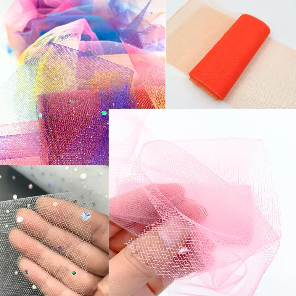 6in x 10 Yards Rainbow Glitter Solid Tulle Rolls Sequin Tulle Netting Fabric for Tutu Skirts Sewing Birthday Wedding Party Decor