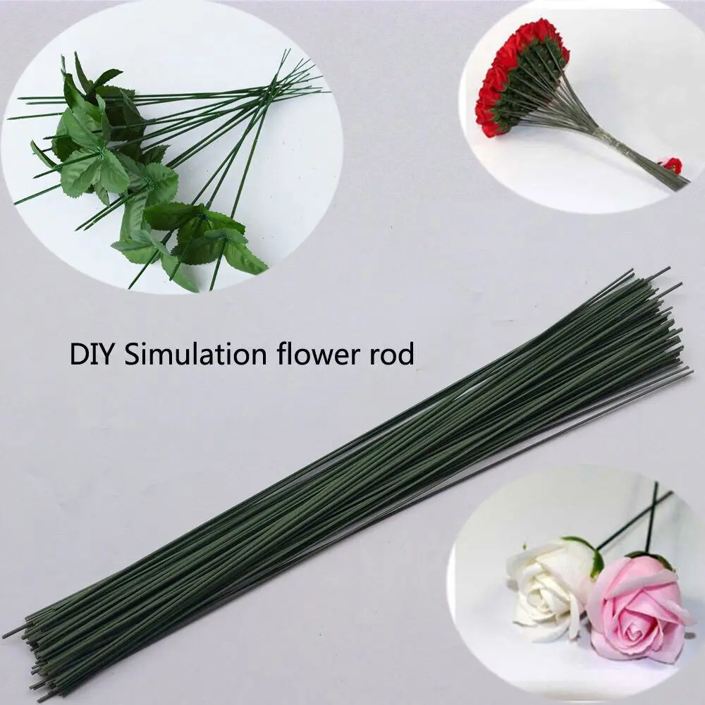 10/20/30pcs 40cm Artificial Dark Green Flower Stem DIY Floral Material Handmade Wire Stem Accessoies for Wedding Home Decoration