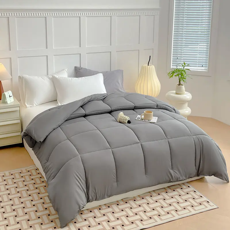 White Polyester Comforter For Winter Spring Autum,USA King Thick Quilted Blanket,Solid Grey Home Hotel Comforter Drop Shippping